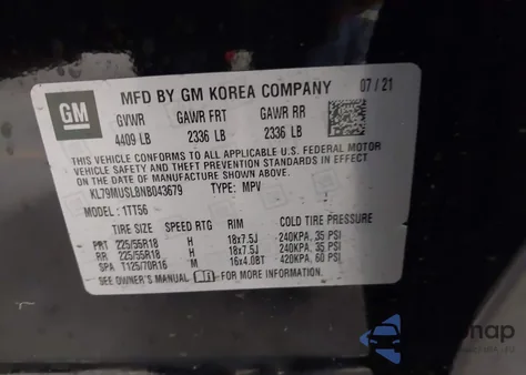 2022 Chevrolet Trailblazer Awd Rs из США, поврежденный, VIN KL79MUSL8NB043679